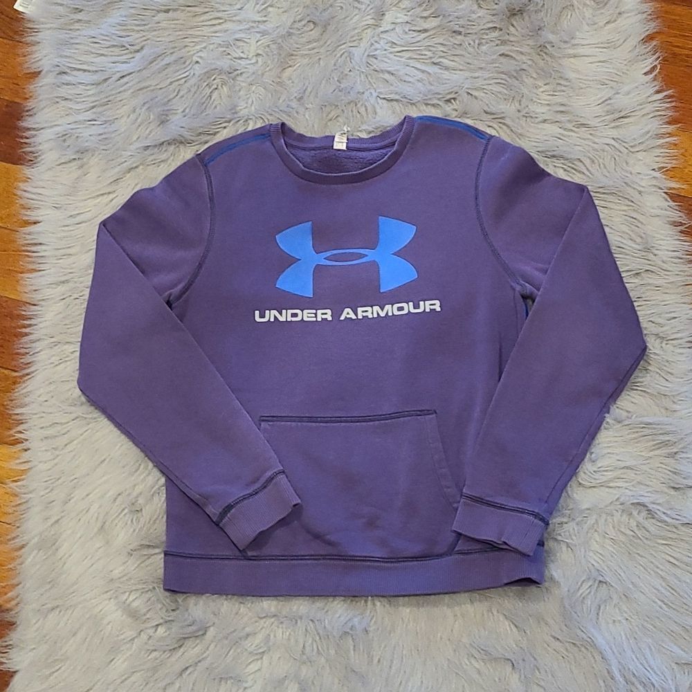 Under Armour womens purple and‎ blue logo crew neck sweatshirt size small